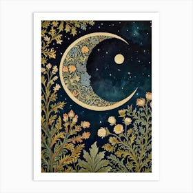 Moon And Flowers Style William Morris 26 Art Print