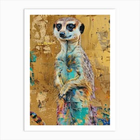 Meerkat Gold Effect Collage 1 Art Print