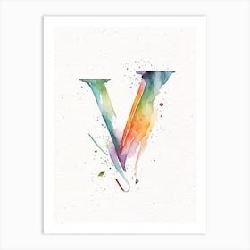 V, Letter, Alphabet Minimalist Watercolour 5 Art Print