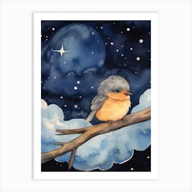 Baby Bird Sleeping In The Clouds Art Print