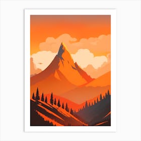 Misty Mountains Vertical Composition In Orange Tone 142 Art Print