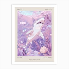 Purple White Tip Reef Shark Illustration 2 Poster Art Print