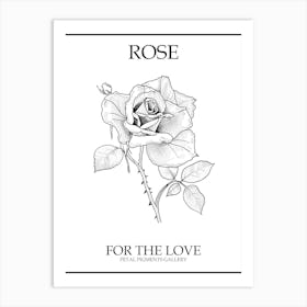 Rose Line Drawing 1 Poster Art Print