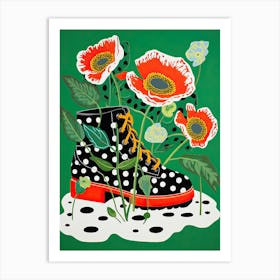 Boots And Poppies Art Print