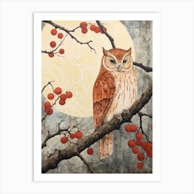 Bird Illustration Eastern Screech Owl 3 Art Print