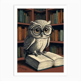 Owl In Glasses Art Print