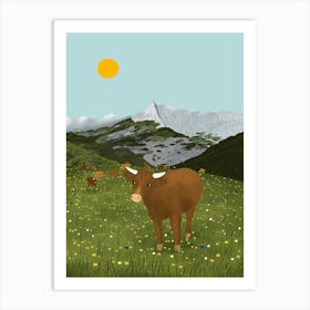 Cows in Switzerland Mountains Art Print