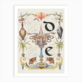 Guide For Constructing The Letters D And E From Mira Calligraphiae Monumenta, Joris Hoefnagel Art Print