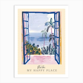 My Happy Place Malibu 1 Travel Poster Art Print