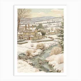 Vintage Winter Illustration Cotswolds United Kingdom 2 Art Print