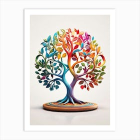 Default Stylized 3d Tree Of Life In Bright Rainbow Colors On A 0 (3) Art Print