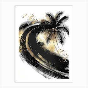 Black And Gold Palm Tree Canvas Print Art Print