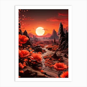 Red Poppies In The Desert Art Print