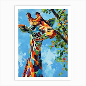 Giraffe In The Tree Branches 3 Art Print