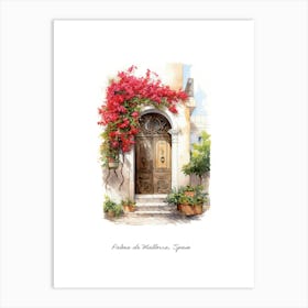 Palma De Mallorca, Spain   Mediterranean Doors Watercolour Painting 4 Poster Art Print