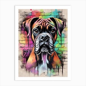 Aesthetic Boxer Dog Puppy Brick Wall Graffiti Artwork Art Print