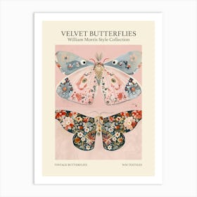 Velvet Butterflies Collection Vintage Butterflies William Morris Style 4 Art Print