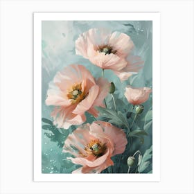 Poppy Flowers Painting In Dreamy Color Palette Art Print