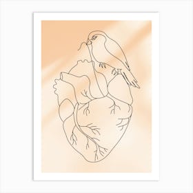 Bird On Heart Art Print