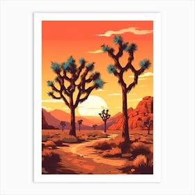 Joshua Tree At Sunset In Nat Viga Style (1) Art Print