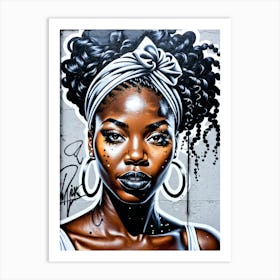 Graffiti Mural Of Beautiful Black Woman 366 Art Print