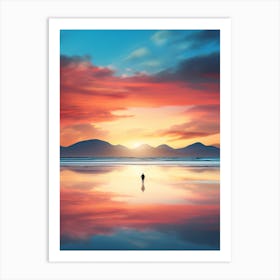 Luskentyre Sands Isle Of Harris Scotland At Sunset, Vibrant Painting 3 Art Print