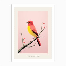 Minimalist American Goldfinch 1 Bird Poster Art Print