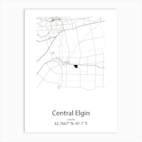 Central Elign,Canada Minimalist Map Art Print