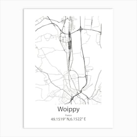 Woippy,France Minimalist Map Art Print