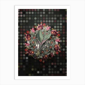 Vintage Koemferia Longa Flower Wreath on Dot Bokeh Pattern n.0241 Art Print