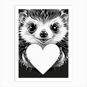 I love Hedgehogs A Hedgehog Holding A Heart Art Print