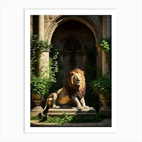 Lion In The Garden Art Print