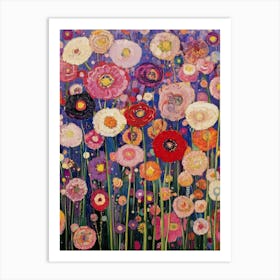 Gustav Klimt Print Flowers Red Poster Klimt Exhibition Poster Painting Flower Garden Poppies Full Art Print