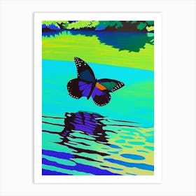 Butterfly On Lake Pop Art David Hockney Inspired 1 Art Print