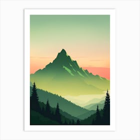 Misty Mountains Vertical Composition In Green Tone 73 Art Print