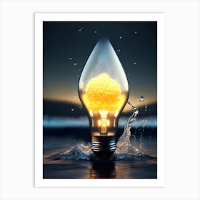 Lightbulb Splashed With Water Art Print