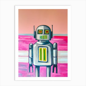 Retro Tin Robot Silver Oil Painting Art Print