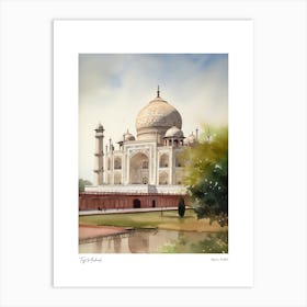 Taj Mahal, India 4 Watercolour Travel Poster Art Print
