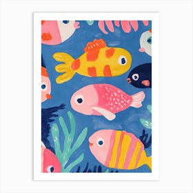 Colorful Fish Gouache Painting Art Print