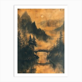 Antique Chinese Landscape Painting Art 5 Art Print