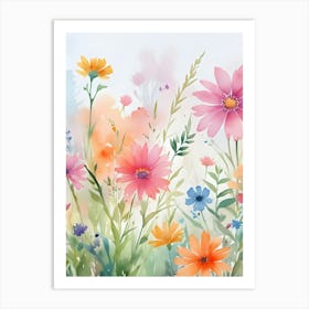 Watercolor Flower Garden 1 Art Print