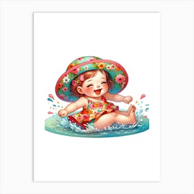 Little Girl Playing In The Water Art Print