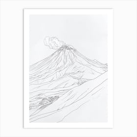 Mount Etna Italy Line Drawing 7 Art Print