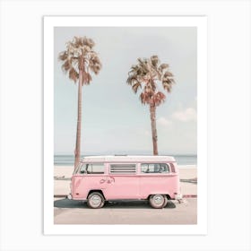 Pink Vw Bus 1 Art Print