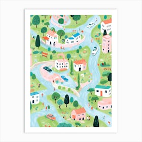 Summer Town Illustration 0 Art Print