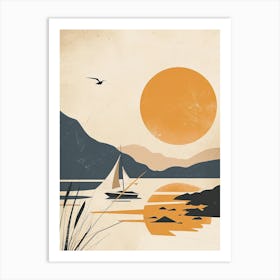 Sunset On The Lake, Scandinavian Minimalism Art Print