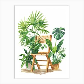 Chair With Plants Art Print