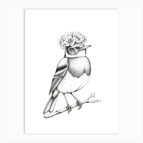 Bird In A Flower Crown 1 Art Print