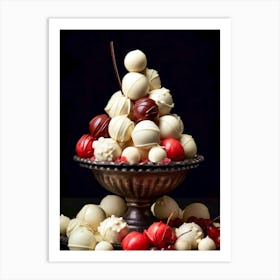 White Chocolate And Cranberries sweet food Art Print