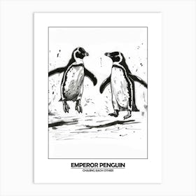 Penguin Chasing Eachother Poster 2 Art Print